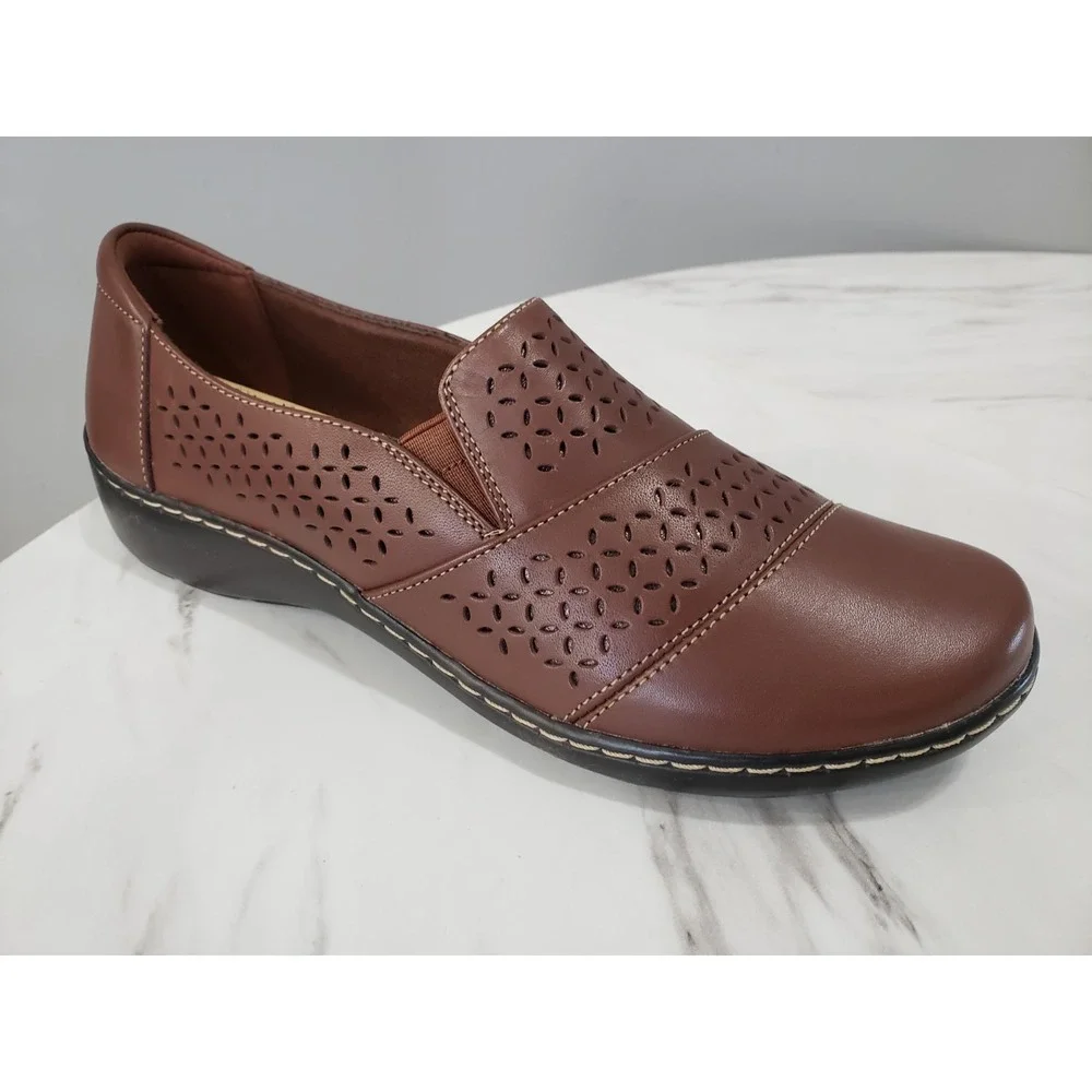 NEW NO BOX SIZE 11 Clarks Women's Cora Drift Brown Loafer SLip On Shoes Dark Tan